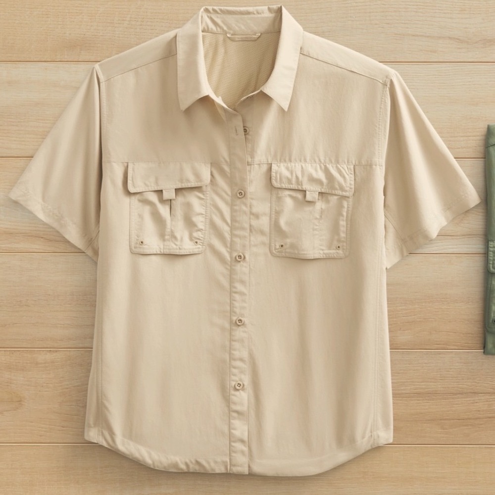 Polly & Andy Utility Shirt Tan Size XL New With Tags